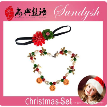 Beautiful Christmas Flower Head band Necklace Handmade Childrens Jewellery Sets